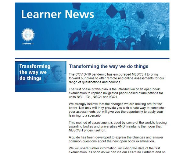 NEBOSH Learner Newsletter June 2020
